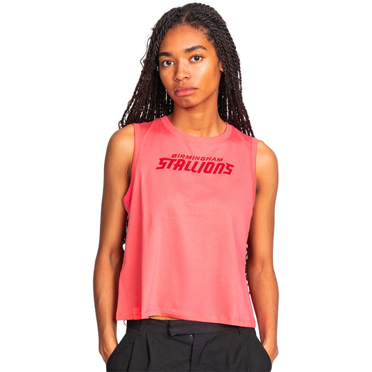 Birmingham Stallions Lusso Women's Oversized Tank In Red - Front View