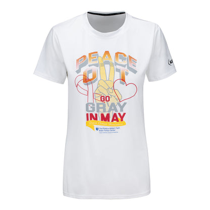 UFL MSX by Michael Strahan Women's Go Gray in May Awareness T-Shirt In White - Front View