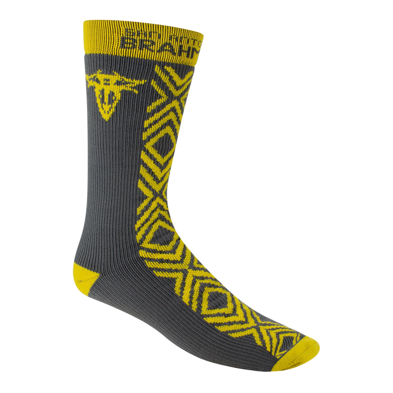 San Antonio Brahmas Stzy Socks In Yellow & Grey - Front Right View