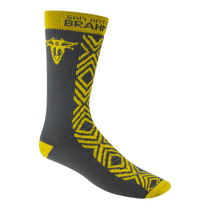 San Antonio Brahmas Stzy Socks In Yellow & Grey - Front Right View