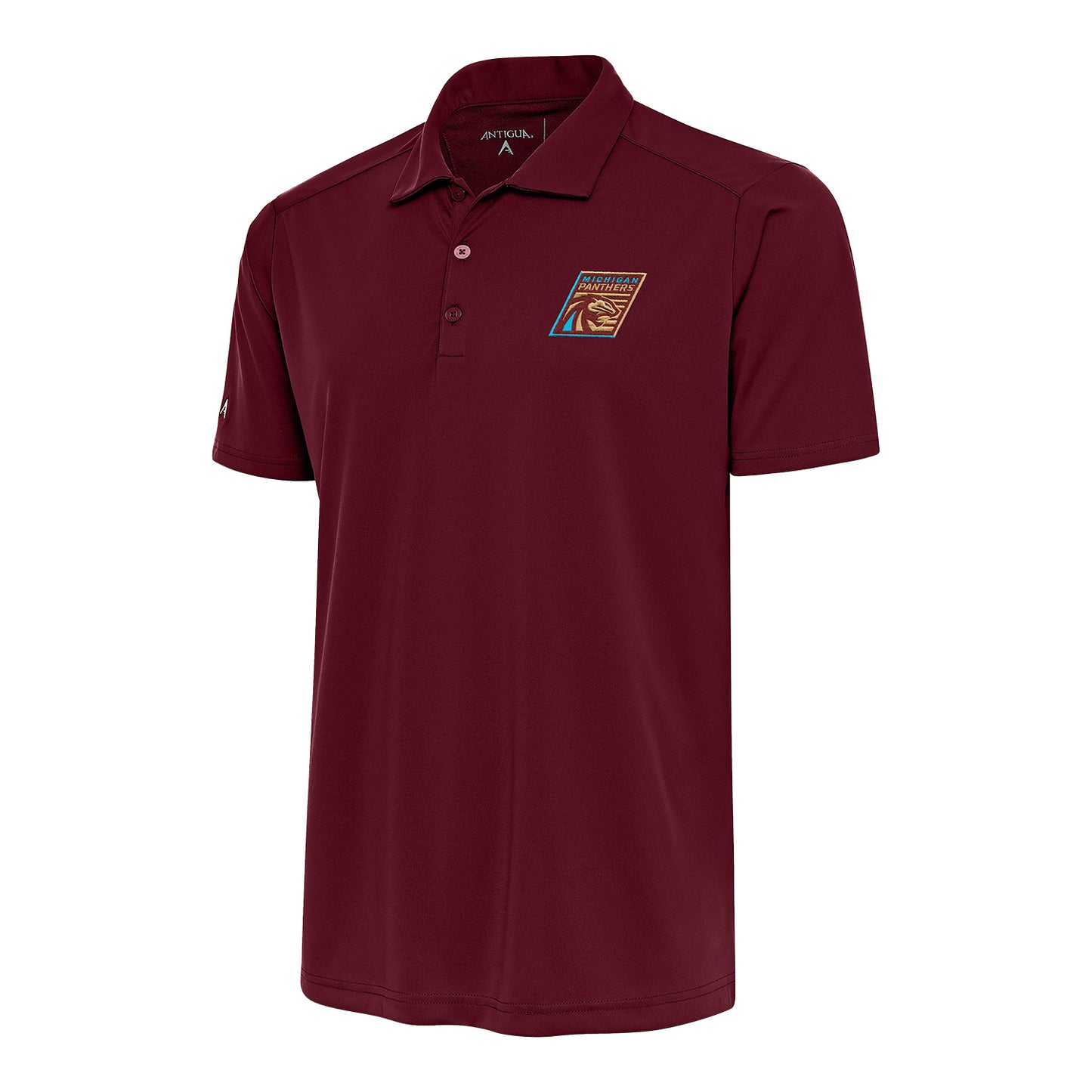 Antigua Michigan Panthers Tribute Polo In Maroon - Front View