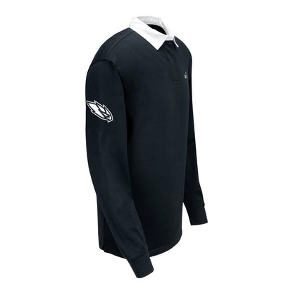 St. Louis Battlehawks Striped Rugby Polo In Black - Right Side View