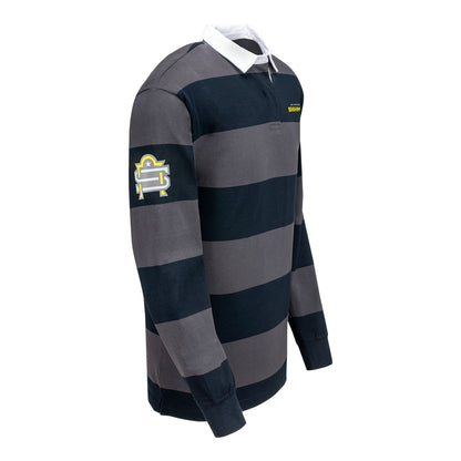 San Antonio Brahmas Striped Rugby Polo In Grey - Right Side View