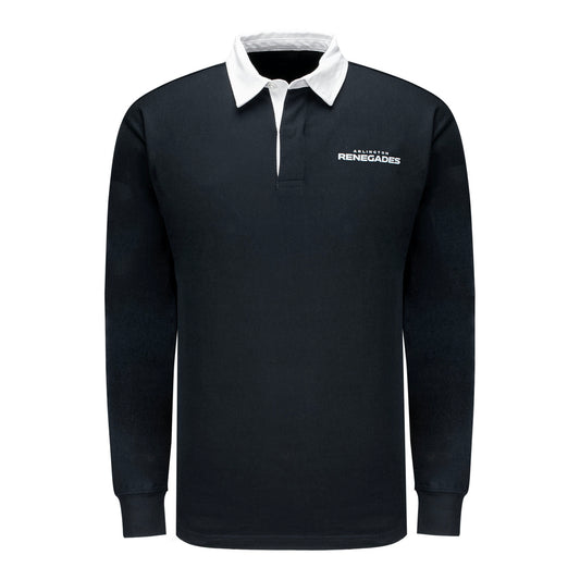 Arlington Renegades Striped Rugby Polo In Black - Front View