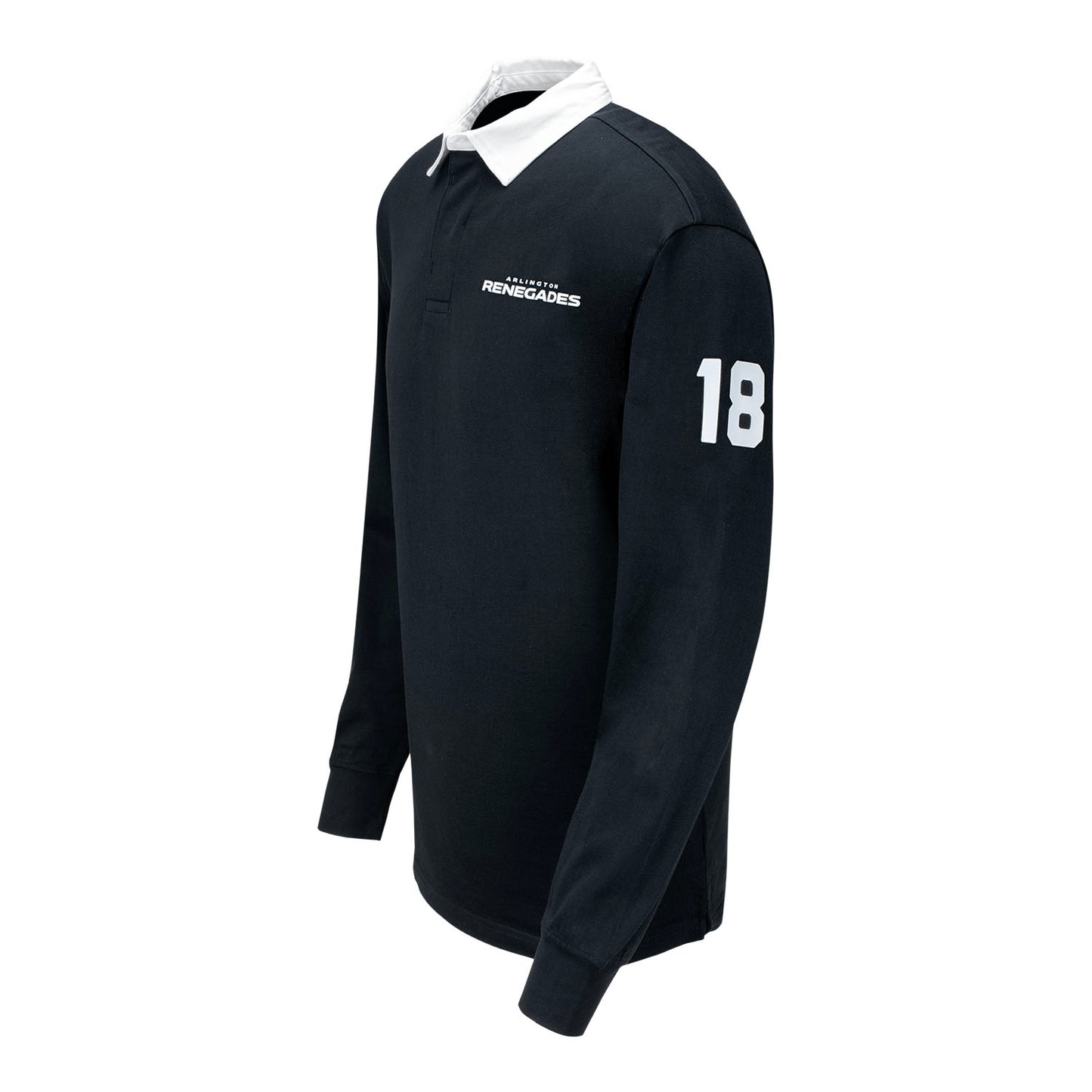 Arlington Renegades Striped Rugby Polo In Black - Left Side View
