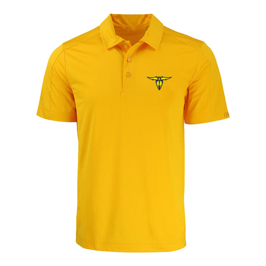 San Antonio Brahamas Cutter & Buck Prospect Textured Stretch Polo In Yellow - Front View