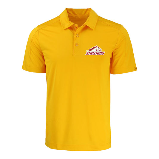 Birmingham Stallions Cutter & Buck Prospect Textured Stretch Polo In Yellow - Front View