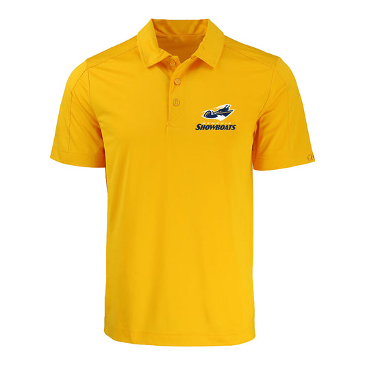 Memphis Showboats Cutter & Buck Prospect Textured Stretch Polo In Yellow - Front View