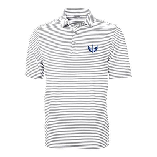 St. Louis Battlehawks Cutter & Buck Virtue Eco Pique Stripe Recycled Polo In White - Front View
