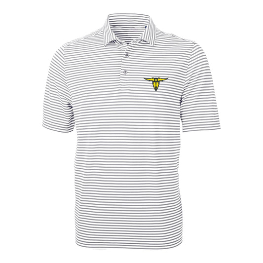 San Antonio Brahamas Cutter & Buck Virtue Eco Pique Stripe Recycled Polo In White - Front View