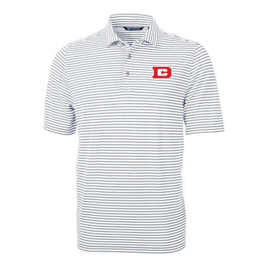 D.C. Defenders Cutter & Buck Virtue Eco Pique Stripe Recycled Polo In White - Front View