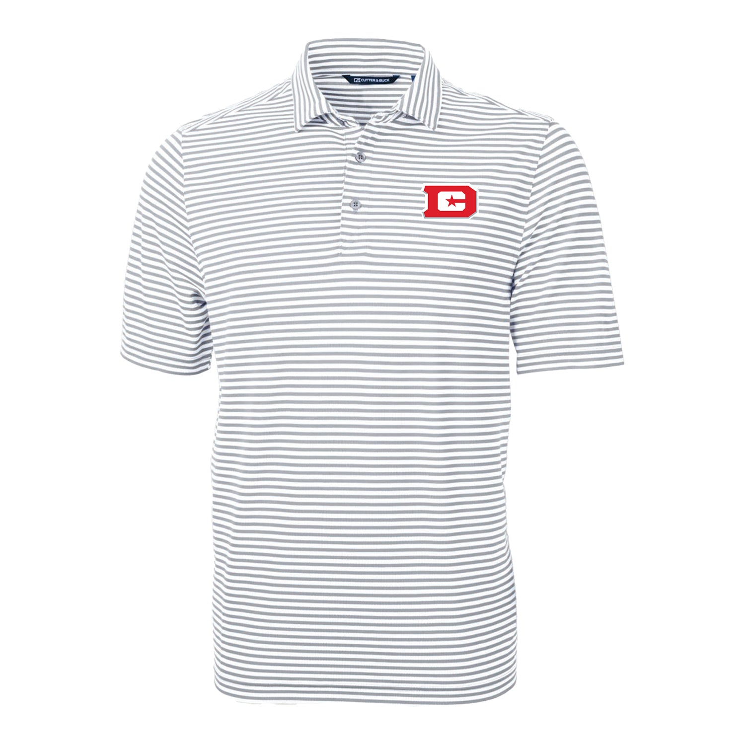 D.C. Defenders Cutter & Buck Virtue Eco Pique Stripe Recycled Polo In White - Front View