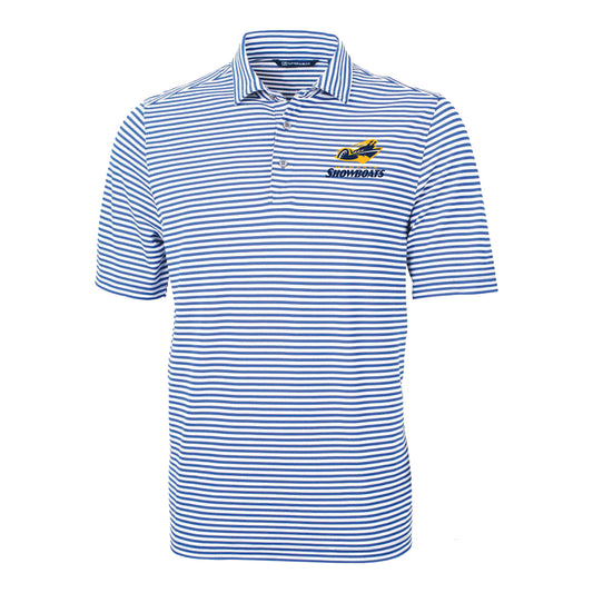 Memphis Showboats Cutter & Buck Virtue Eco Pique Stripe Recycled Polo In Blue - Front View