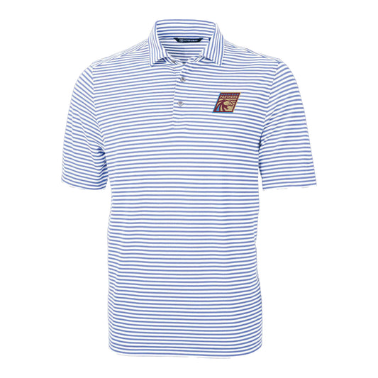 Michigan Panthers Cutter & Buck Virtue Eco Pique Stripe Recycled Polo In Blue - Front View