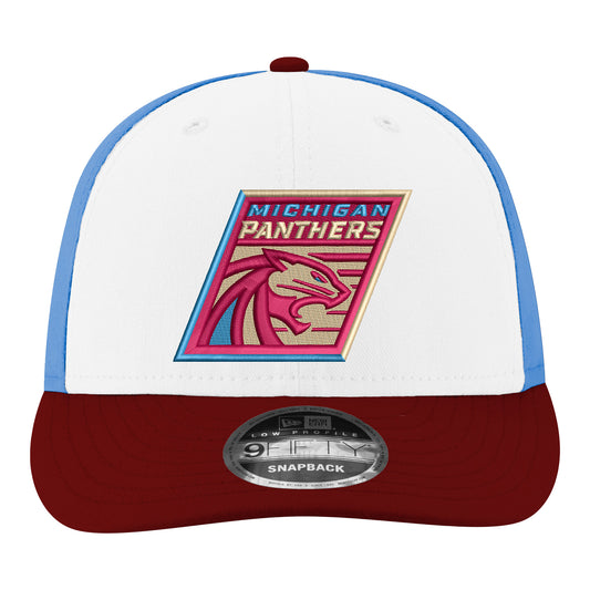 New Era Michigan Panthers Low Profile 950 Snapback Hat In White - Front Left View
