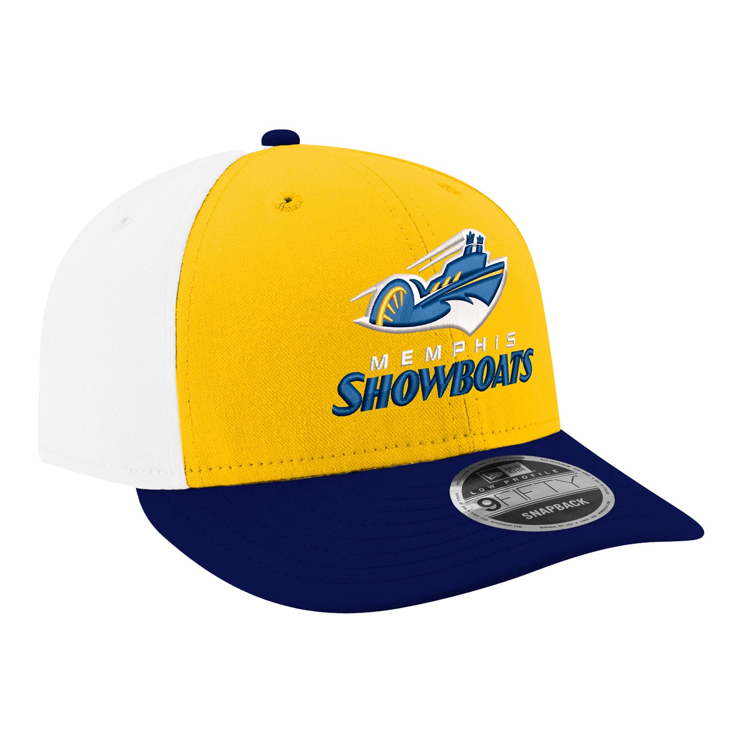New Era Memphis Showboats Low Profile 950 Snapback Hat In Yellow - Front Right View