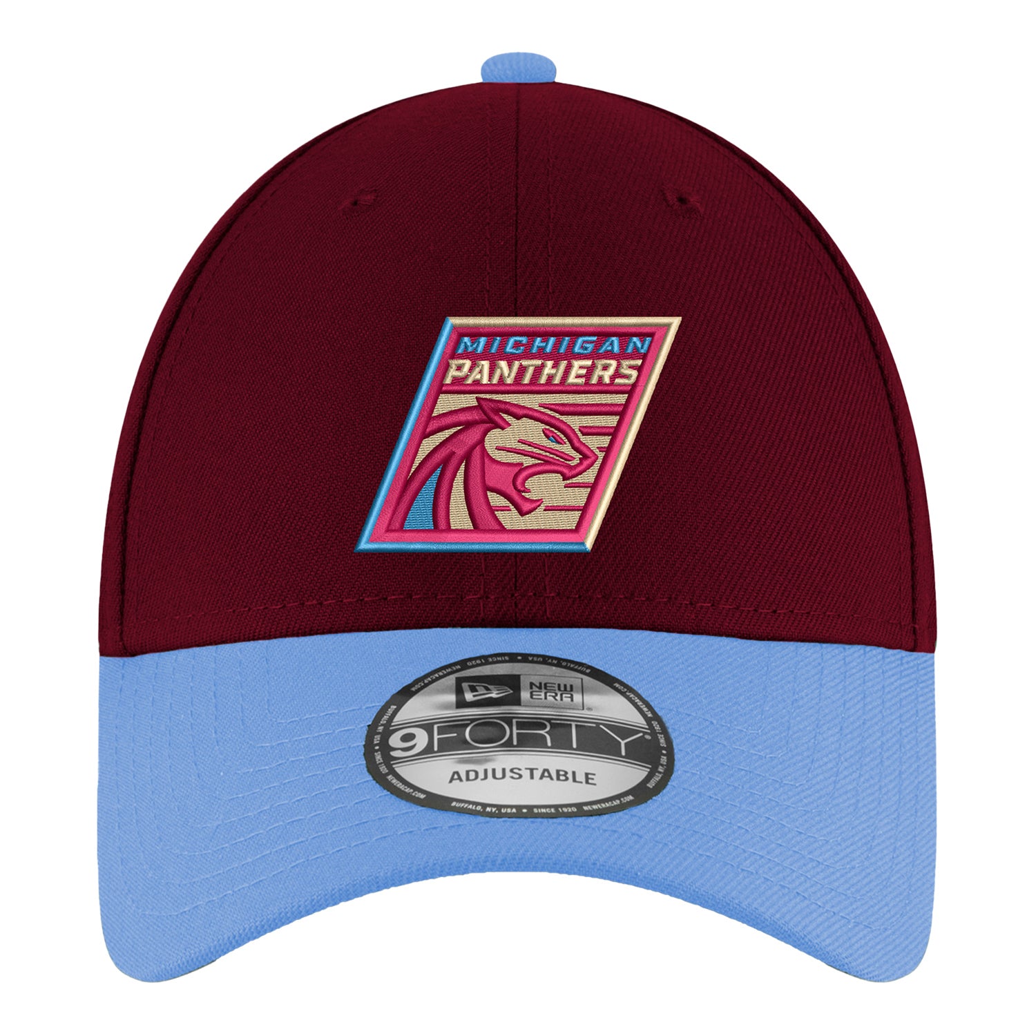 New Era 9FORTY Michigan Panthers Two Tone Stretch Snap Hat In Red - Front View