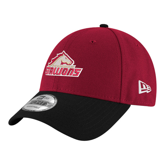 New Era 9FORTY Birmingham Stallions Two Tone Stretch Snap Hat In Red - Front Left View