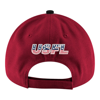 New Era 9FORTY Birmingham Stallions Two Tone Stretch Snap Hat In Red - Back View