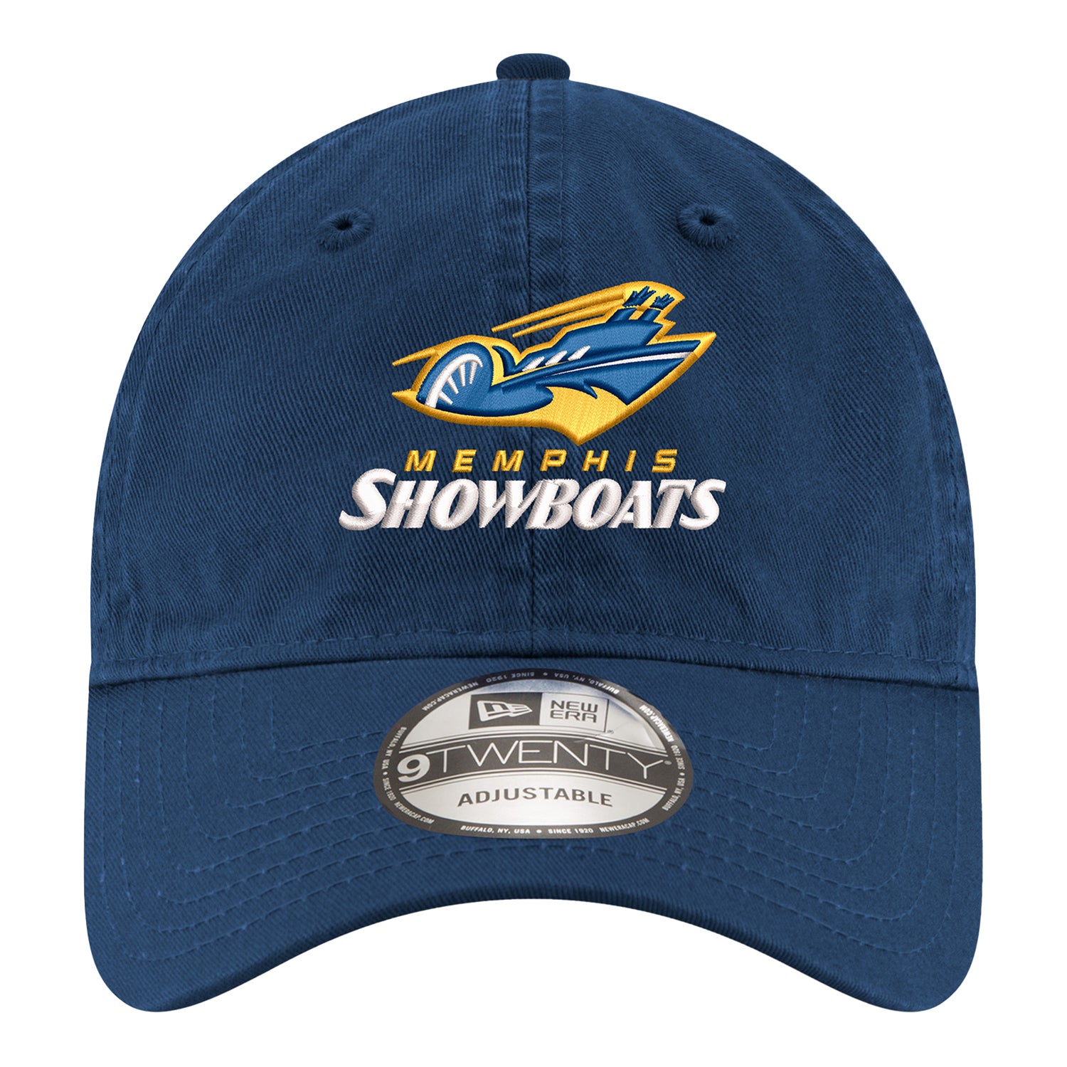 New Era 9TWENTY Memphis Showboats Adjustable Hat In Navy - Front View