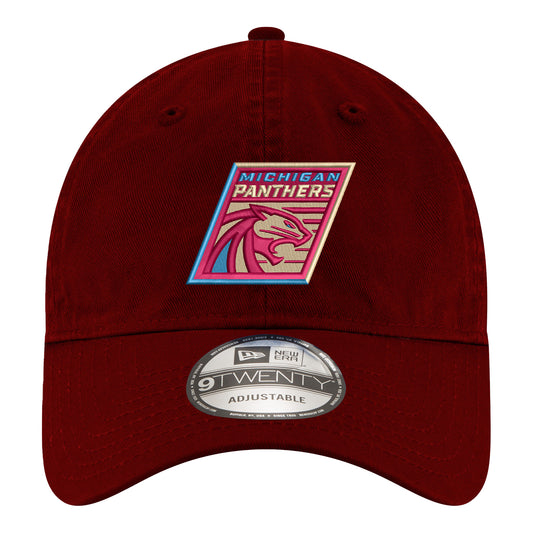 New Era 9TWENTY Michigan Panthers Adjustable Hat In Red - Front Left View