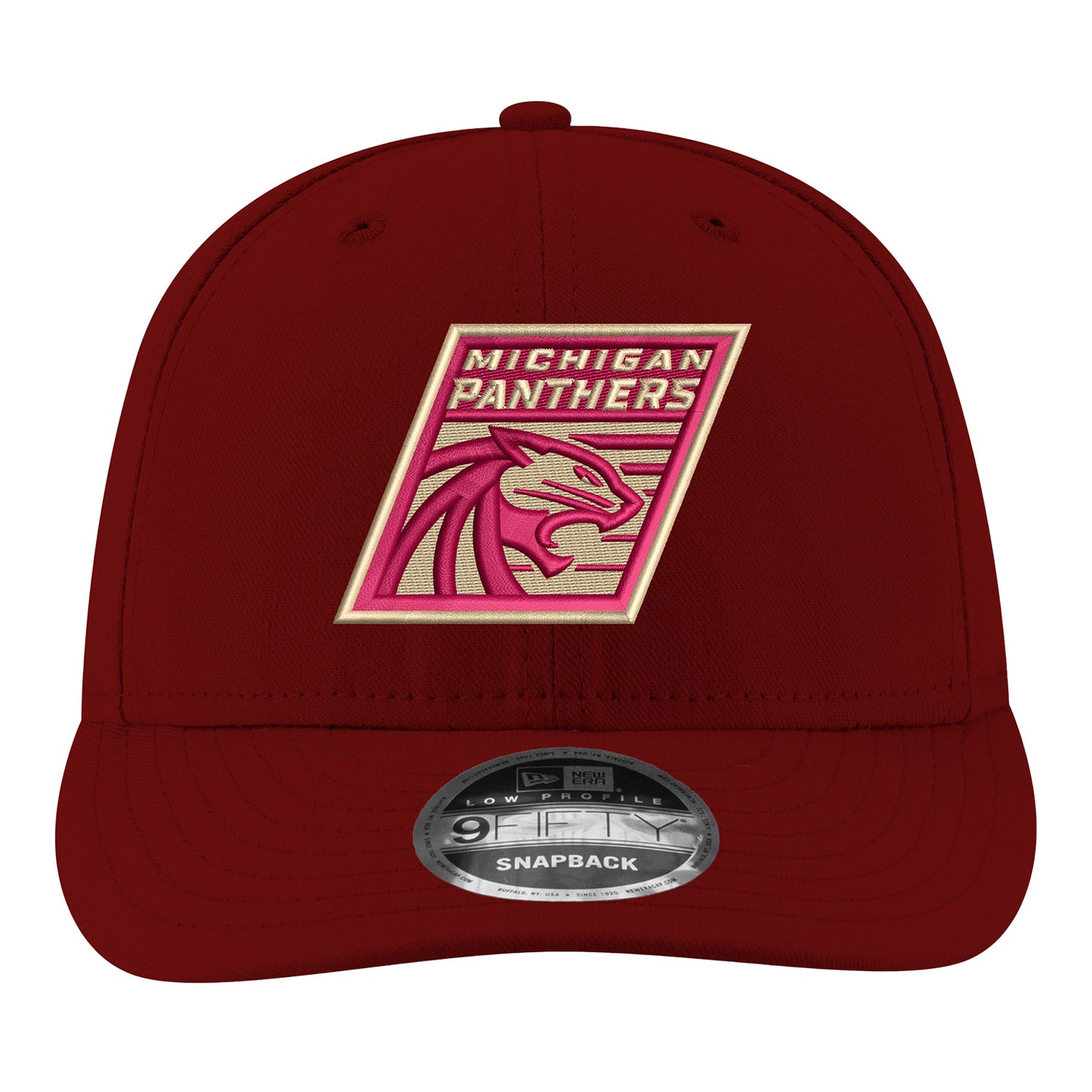 New Era Michigan Panthers 59FIFTY Low Profile Snapback Hat In Red - Front View