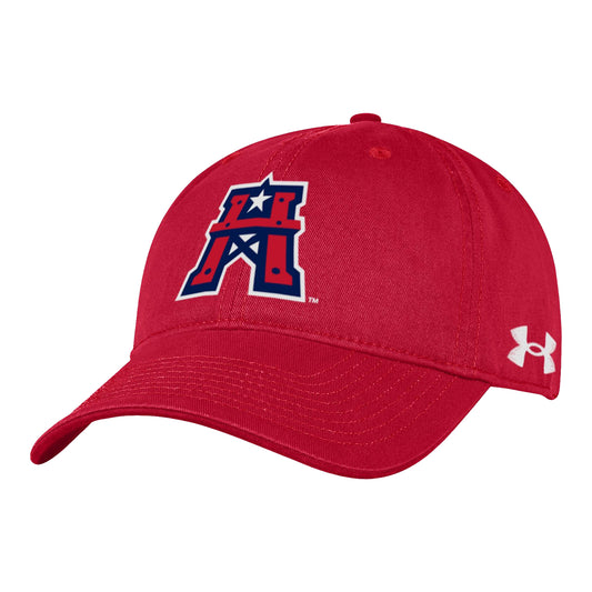 Under Armour Houston Roughnecks Garment Washed Hat In Red - Front View