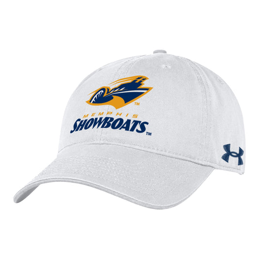 Under Armour Memphis Showboats Garment Washed Hat In White - Front View