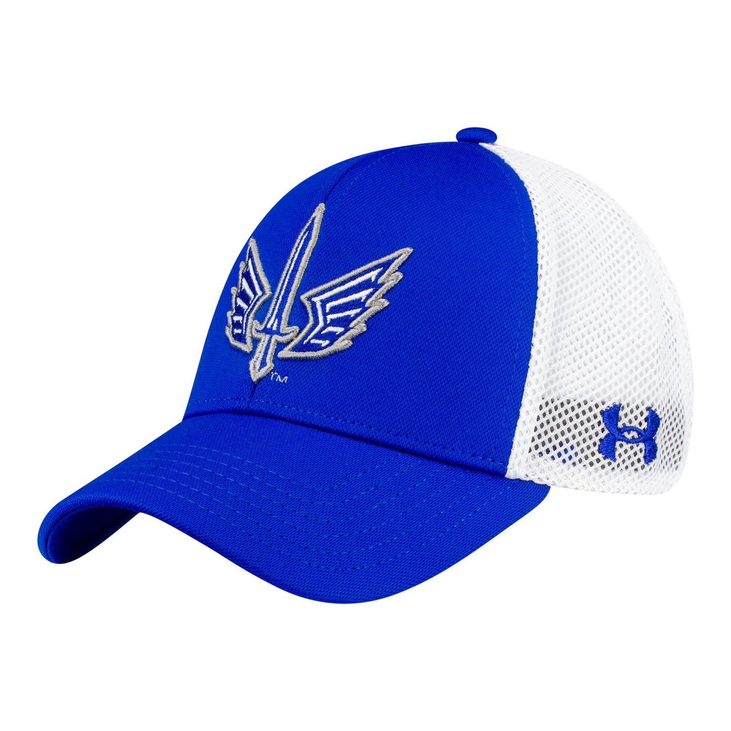 St Louis Battlehawks Blitzing Mesh Stretch Hat In Blue & White - Angled Left Side View