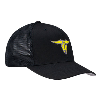 San Antonio Brahmas Mesh Trucker Hat In Black - Angled Right Side View