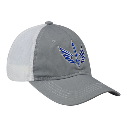 St. Louis Battlehawks Unstructured Mesh Cap In Grey, White & Blue - Angled Right Side View