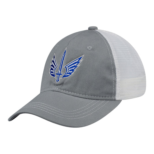 St. Louis Battlehawks Unstructured Mesh Cap In Grey, White & Blue - Angled Left Side View