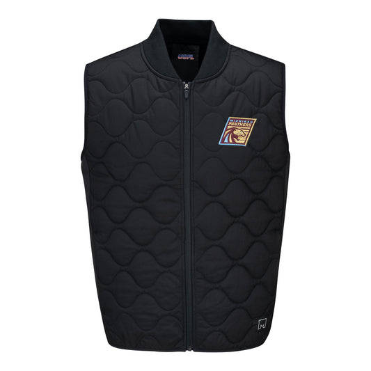 MSX by Michael Strahan Michigan Panthers Quilted Vest In Black - Front View