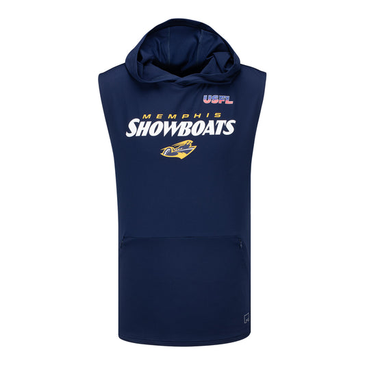 Memphis Showboats Sleeveless Hoodie In Navy - Front View