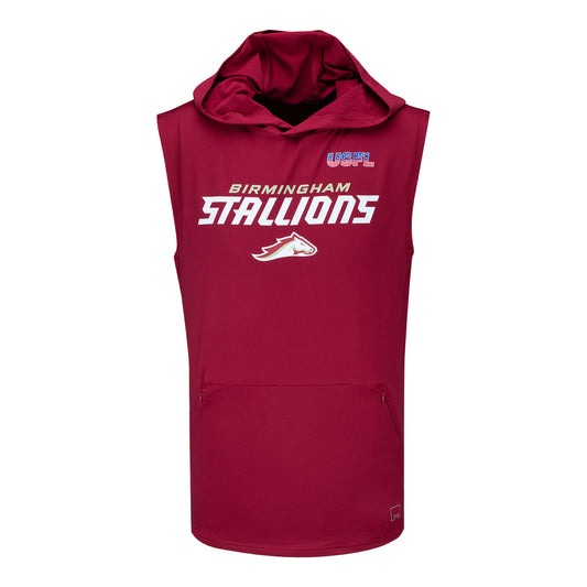 MSX by Michael Strahan Birmingham Stallions Sleeveless Hoodie In Red - Front View