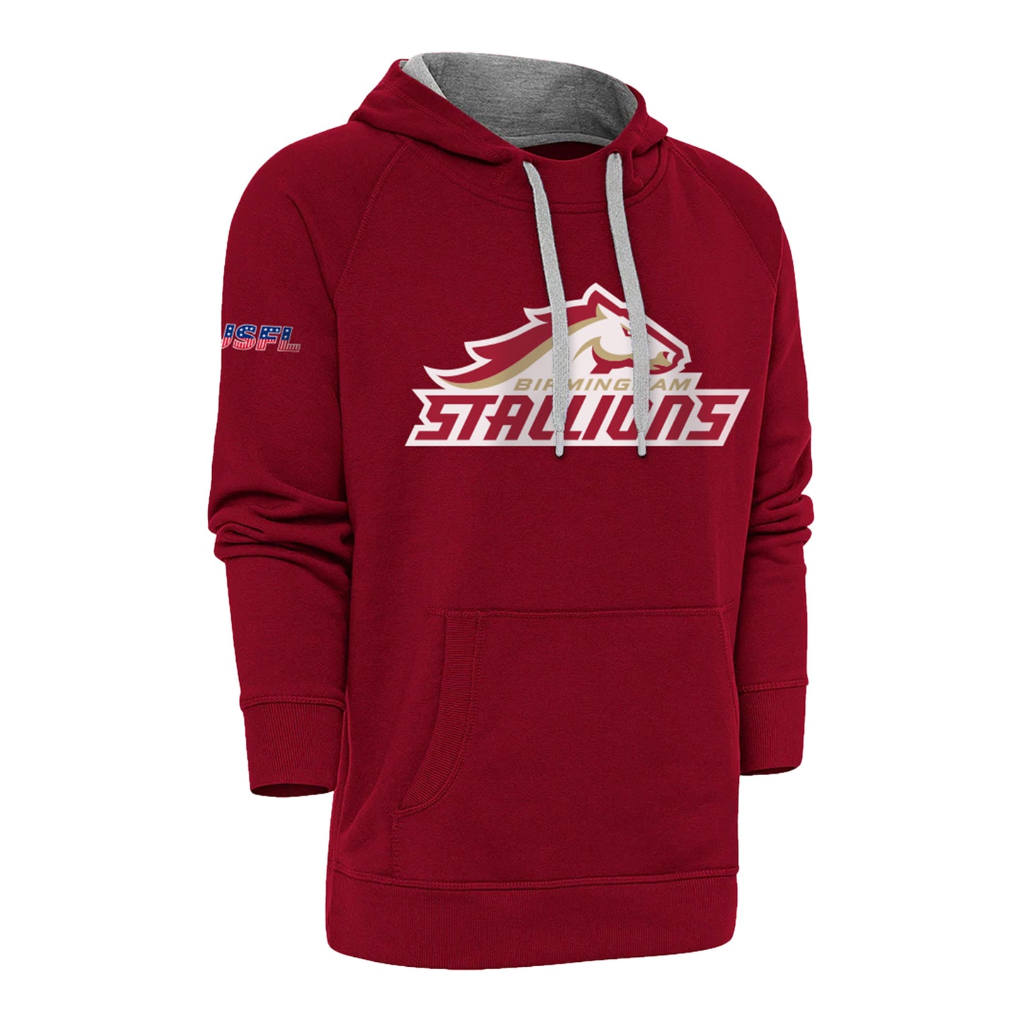 Birmingham Stallions Official Sideline Sweatshirt In Red - Front View