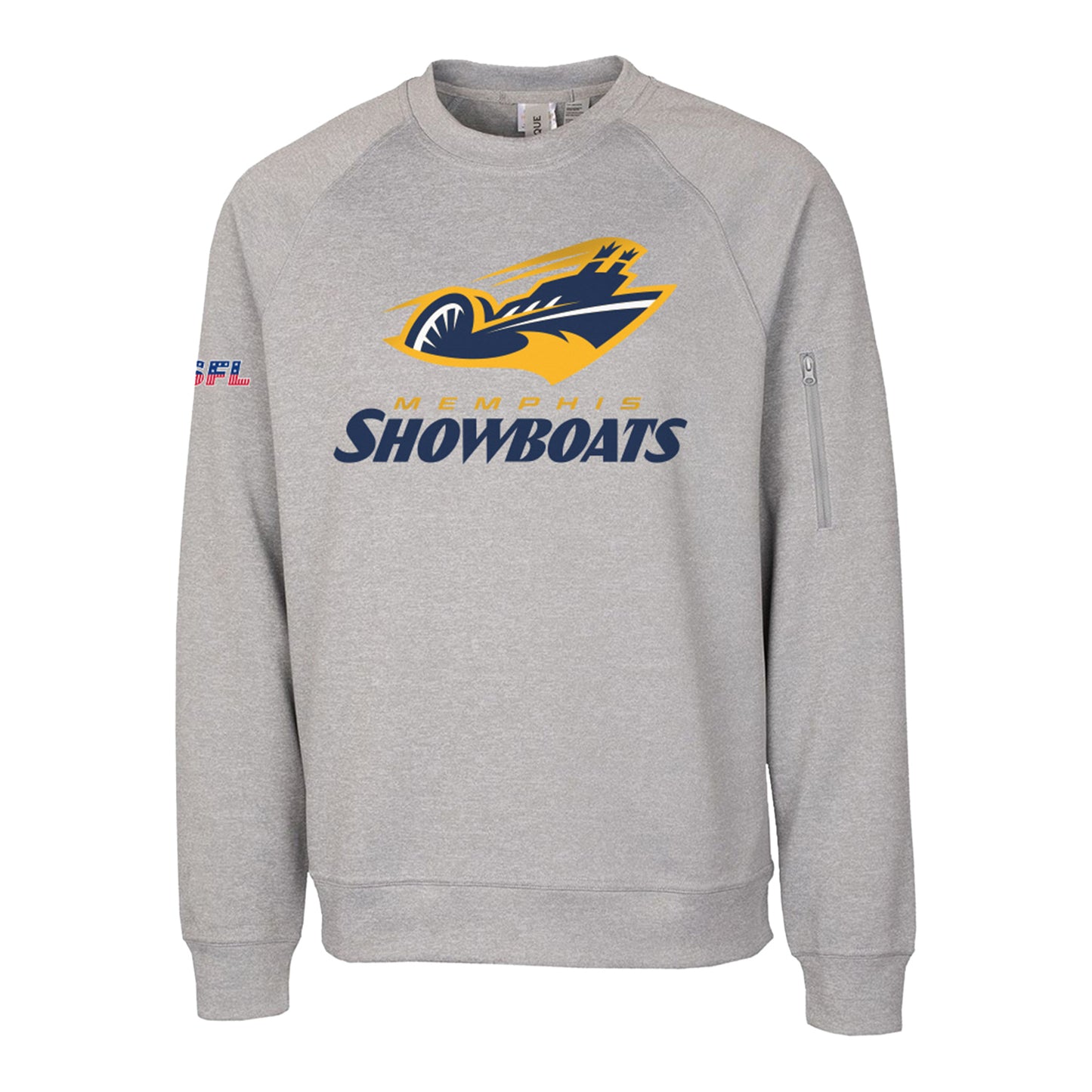 Memphis Showboats Official Sideline Crewneck Sweatshirt In Grey - Front View