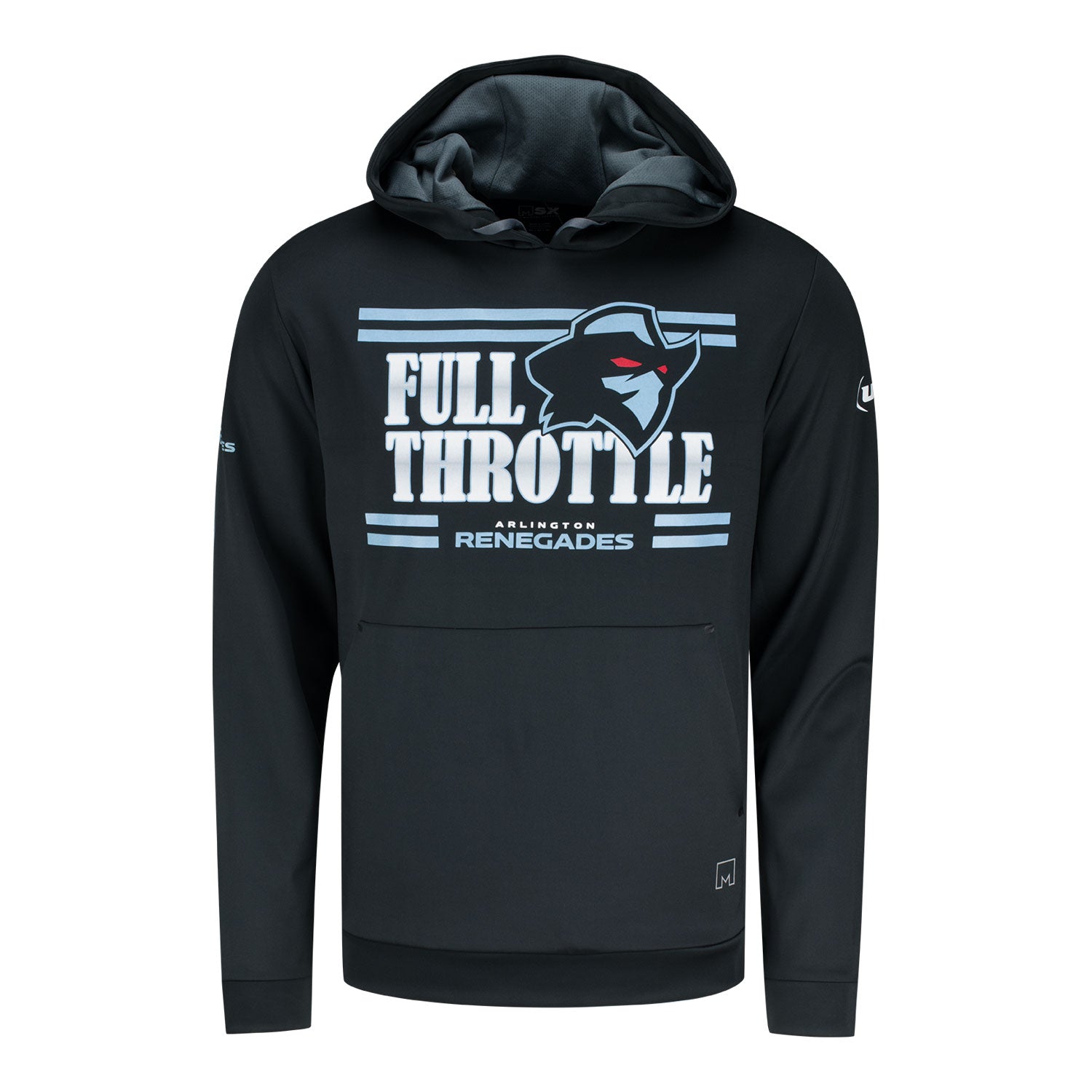 MSX by Michael Strahan Arlington Renegades Full Throttle Pullover Sweatshirt In Black - Front View