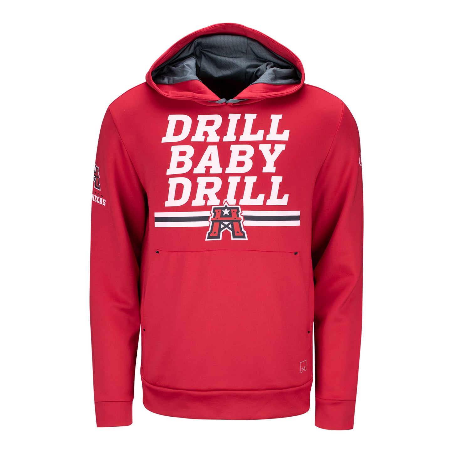 MSX by Michael Strahan Houston Roughnecks Drill Baby Drill Pullover Sweatshirt In Red - Front View