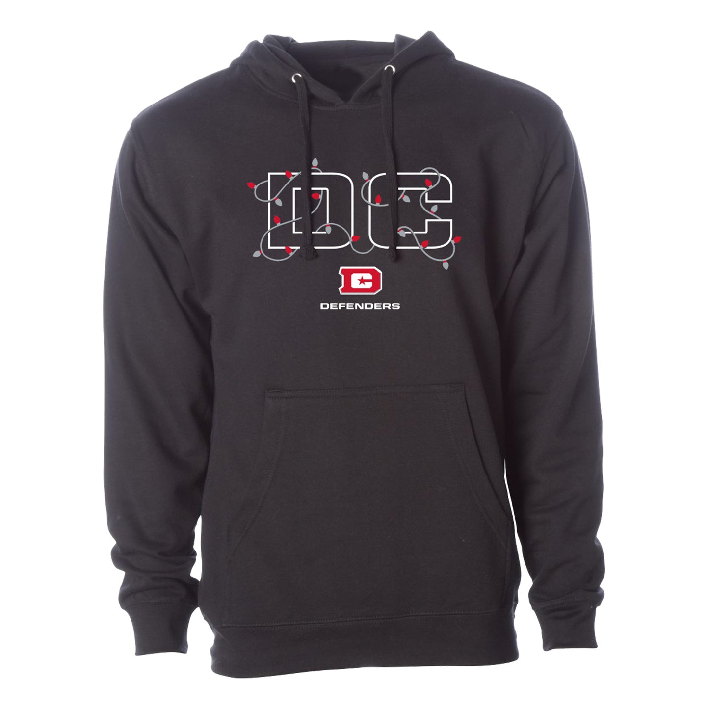 D.C. Defenders Christmas Lights Hoodie In Black - Front View