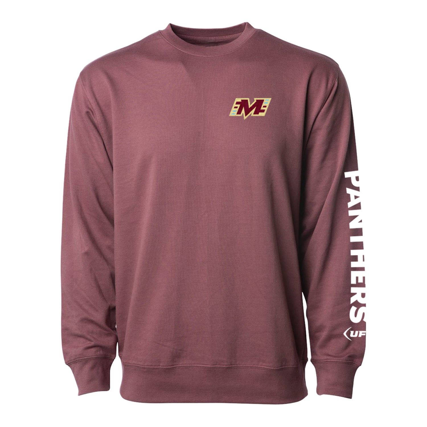 Michigan Panthers Embroidered Crewneck In Red - Front View