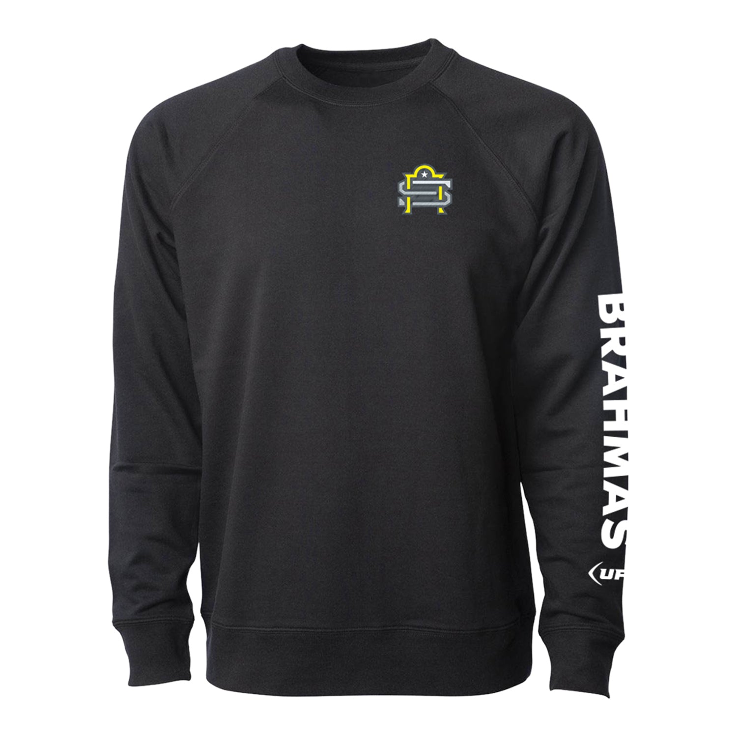 San Antonio Brahmas Embroidered Crewneck In Black - Front View