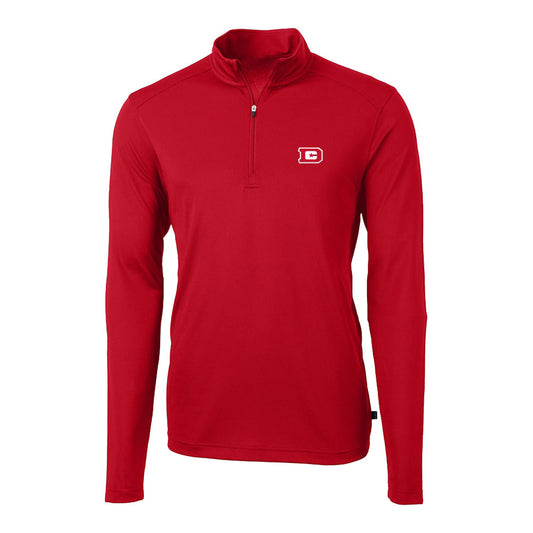 D.C. Defenders Cutter & Buck Virtue Eco Pique Recycled 1/4-Zip Sweatshirt In Red - Front View