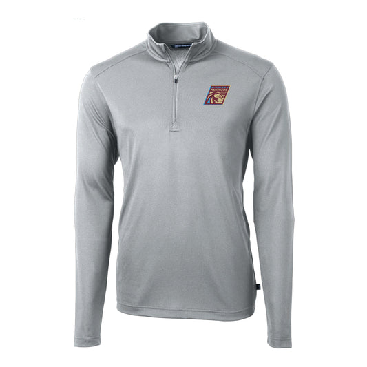 Michigan Panthers Cutter & Buck Virtue Eco Pique Recycled 1/4-Zip Sweatshirt In Grey - Front View