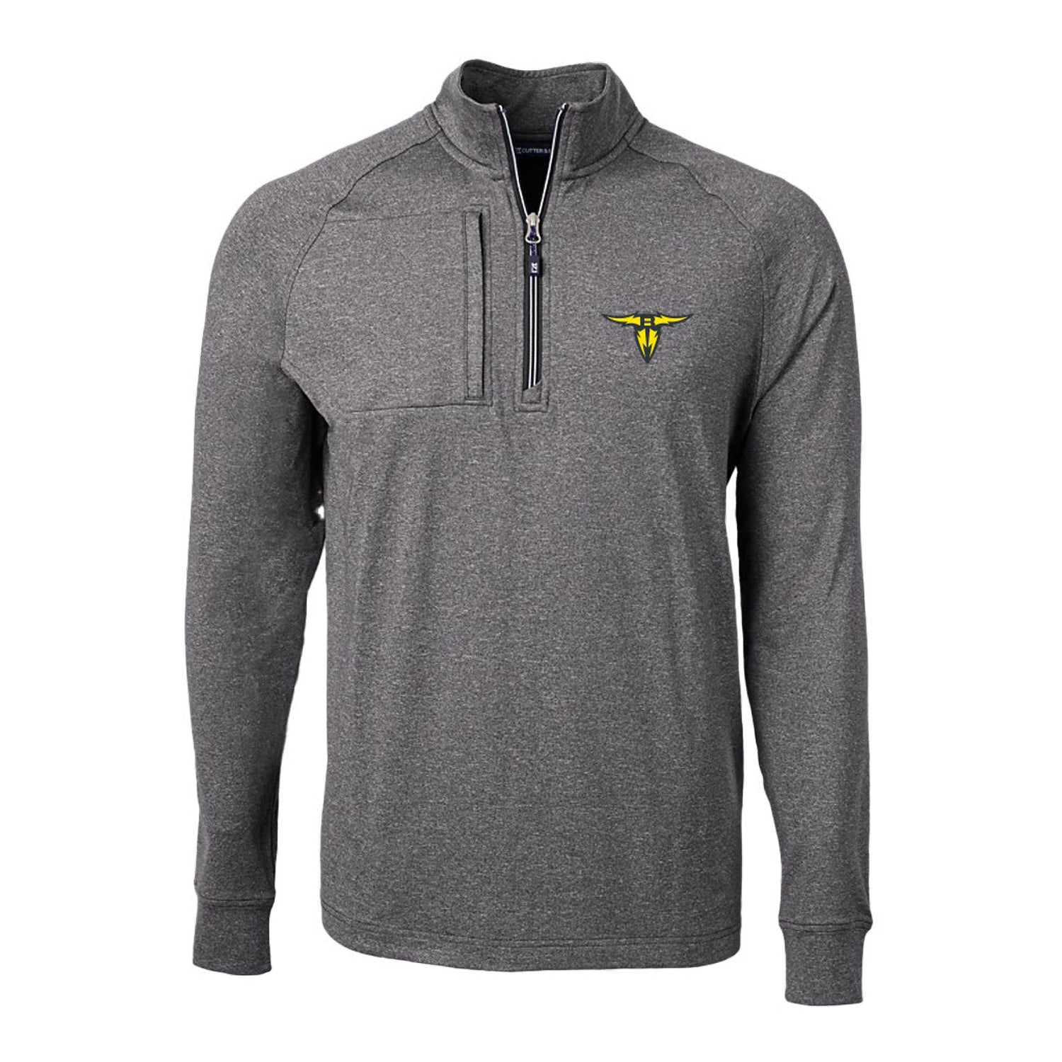 San Antonio Brahamas Cutter & Buck Adapt Eco Knit Heather 1/4-Zip Sweatshirt In Grey - Front View