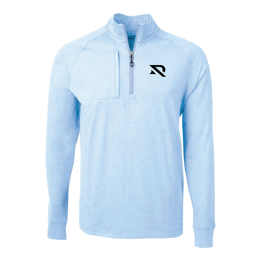 Arlington Renegades Cutter & Buck Adapt Eco Knit Heather 1/4-Zip Sweatshirt In Blue - Front View