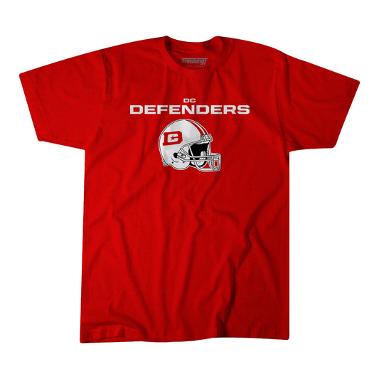 Youth DC Defenders Helmet T-Shirt In Red - Front View