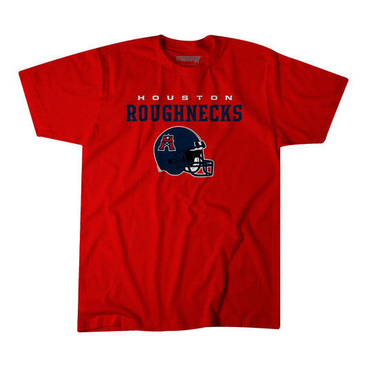 Houston Roughnecks Vintage Helmet T-Shirt In Red - Front View