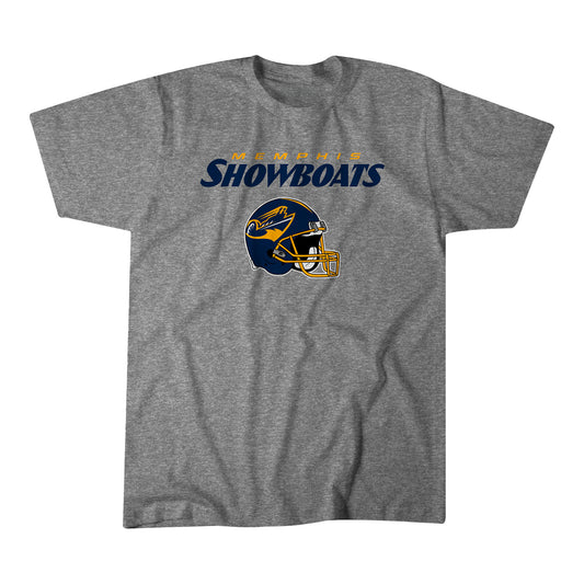Youth Memphis Showboats Helmet T-Shirt In Grey - Front View