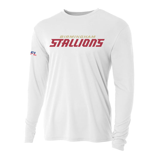 Birmingham Stallions Long Sleeve T-Shirt In White - Front View